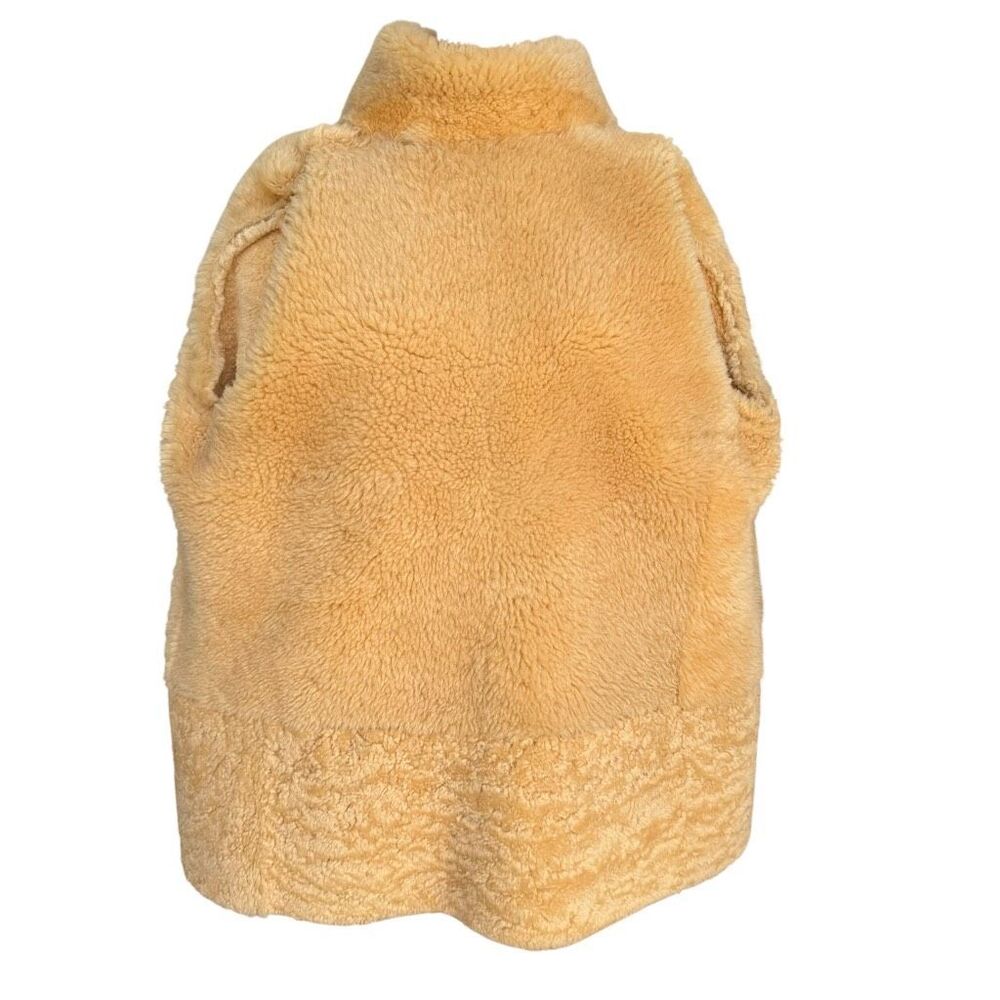 Coach Sheepskin Fur Coat in honey double-breasted plush shearling trim size M - Picture 5 of 13